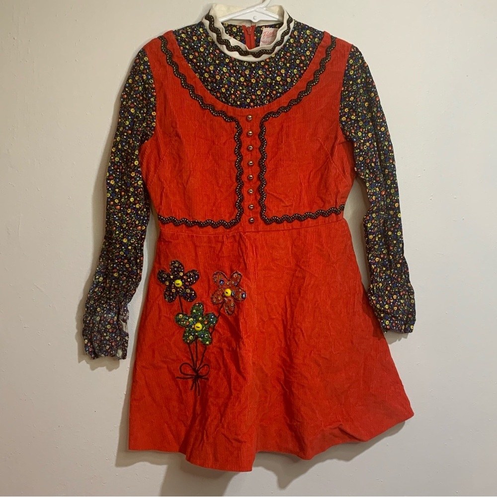 Vintage Ruth of Carolina Floral Embellished Kids Girls Dress
